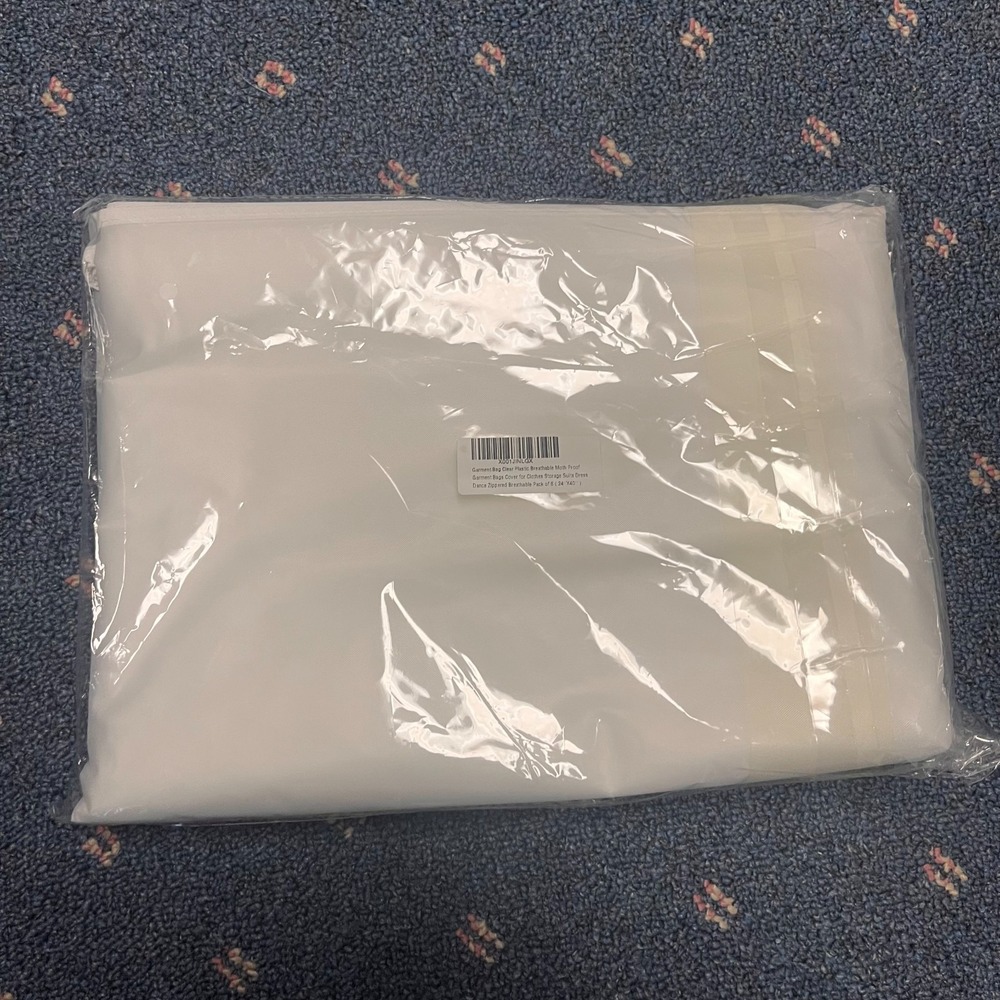 Set‎ of 6 Plastic Garment Bags with Zipper for Suits and Coats (24'' X 40'')